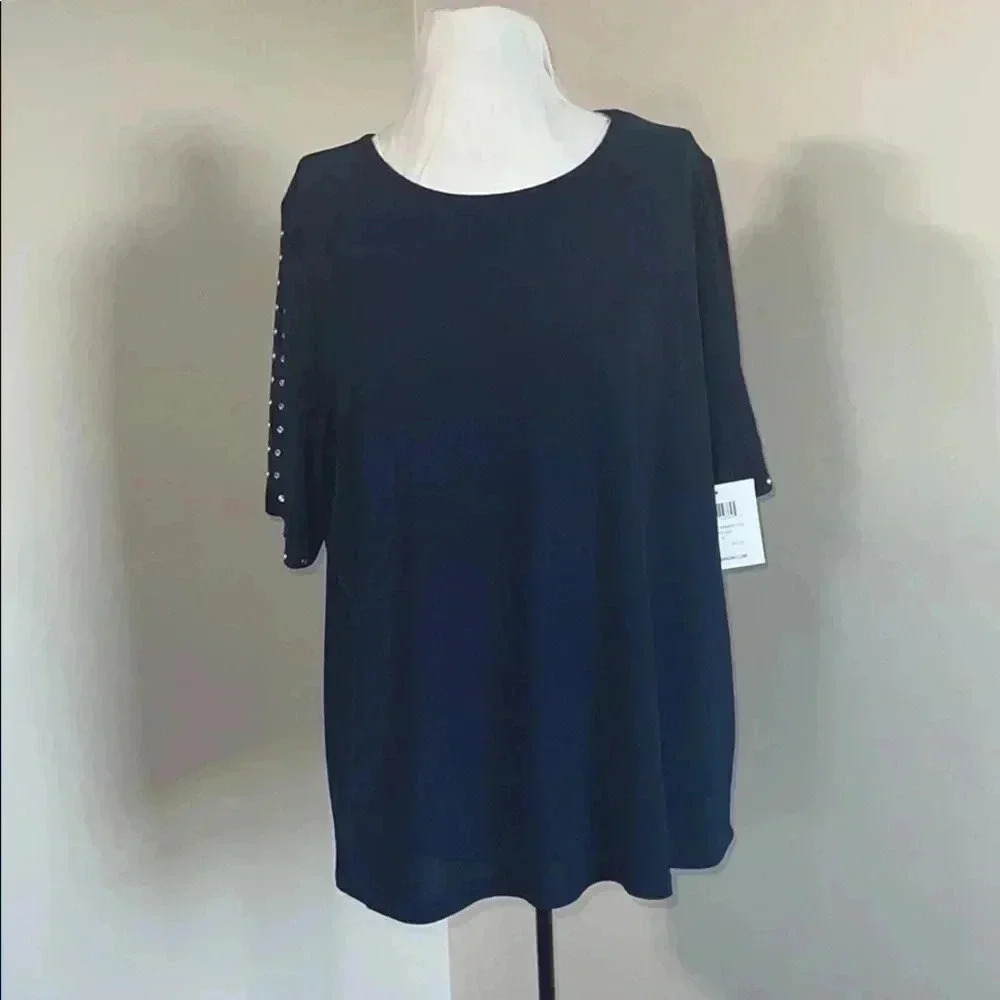 89th & Madison Beaded-Trim Scoopneck Top